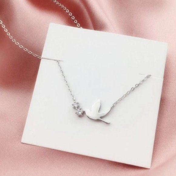 Crystal and Dove Necklace - Picture 1 of 5